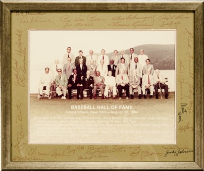 Signed Photo of 1984 Hall of Fame Gathering in Cooperstown (27 Signatures Including: Sandy Koufax, Ralph Kiner and Duke Snider)